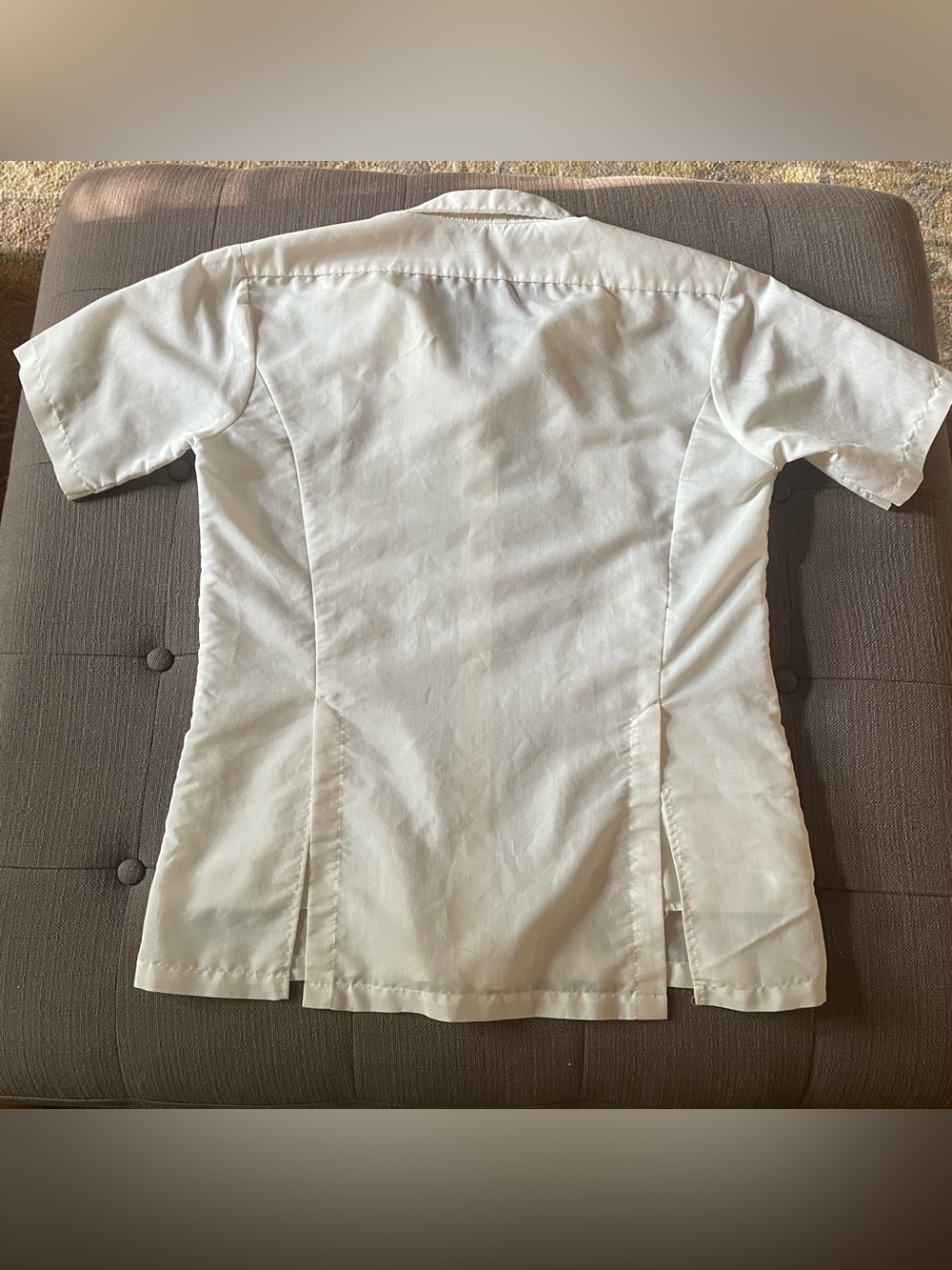 Vintage White Embroidered Guayabera Style Short Sleeve Button Front Blouse - Picture 5 of 8